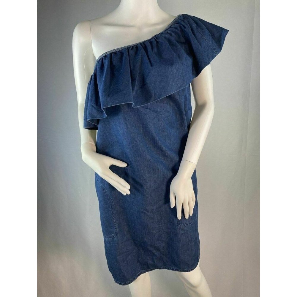 Moschino Cheap & Chic Dark Denim One Shoulder Ruff